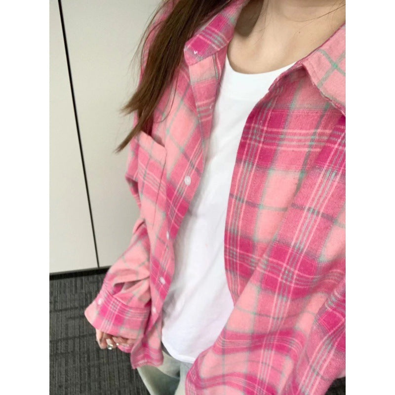 Loose Casual Sun-proof Plaid Shirt For Women