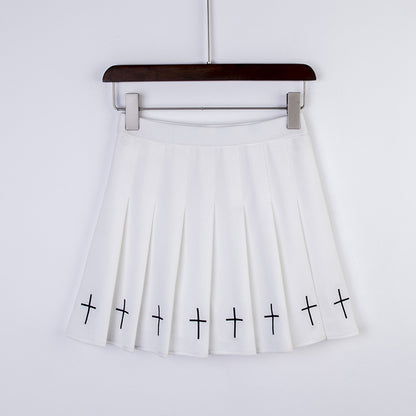 Pleated skirt women's embroidered skirt