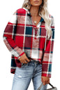 Women's Top V-neck Buttons Long-sleeved Sweater Shirt