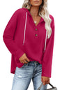 Women's Top V-neck Buttons Long-sleeved Sweater Shirt