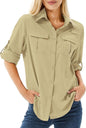 Casual Quick-drying Stretch Zipper And Lapel Pocket Women's Shirt