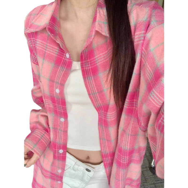Loose Casual Sun-proof Plaid Shirt For Women