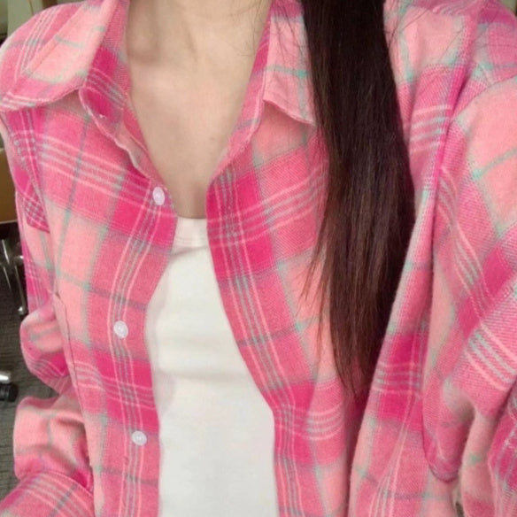 Loose Casual Sun-proof Plaid Shirt For Women