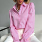 Elegant Design Simple Women's Bell Sleeve Solid Color Shirt