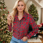Lapel Plaid Long Sleeve Casual Women's Shirt