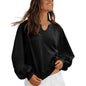 Women's Sweatshirt Casual V-neck Lace Sweater